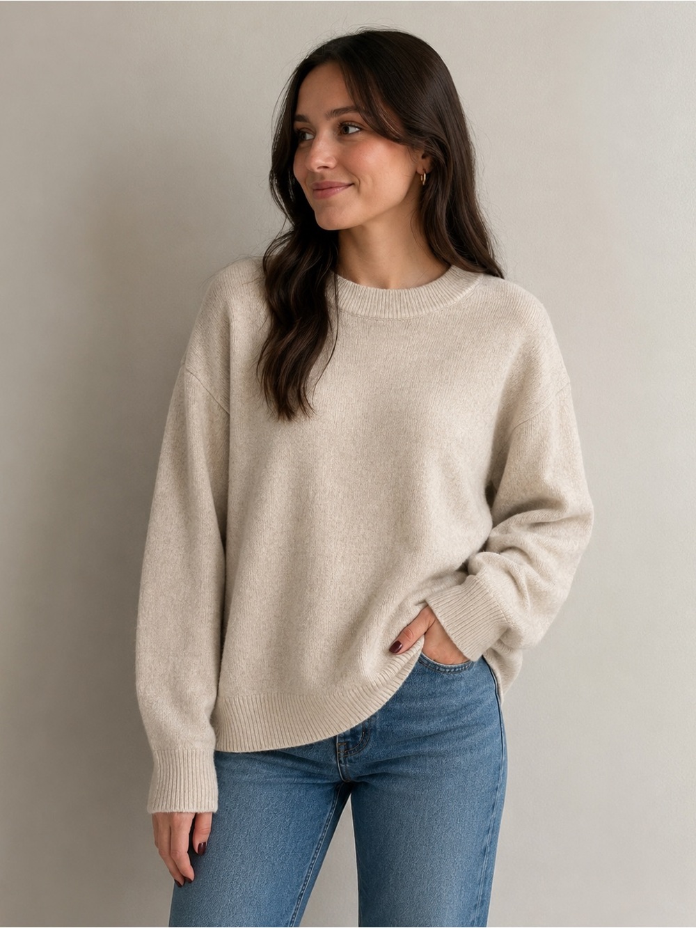 H&M Oatmeal Oversized Knit Sweater XL Minimalist Cozy